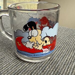 McDonald’s Jim Davis 1978 Garfield Glass Coffee Mug with Red Boat Cartoon 8:4